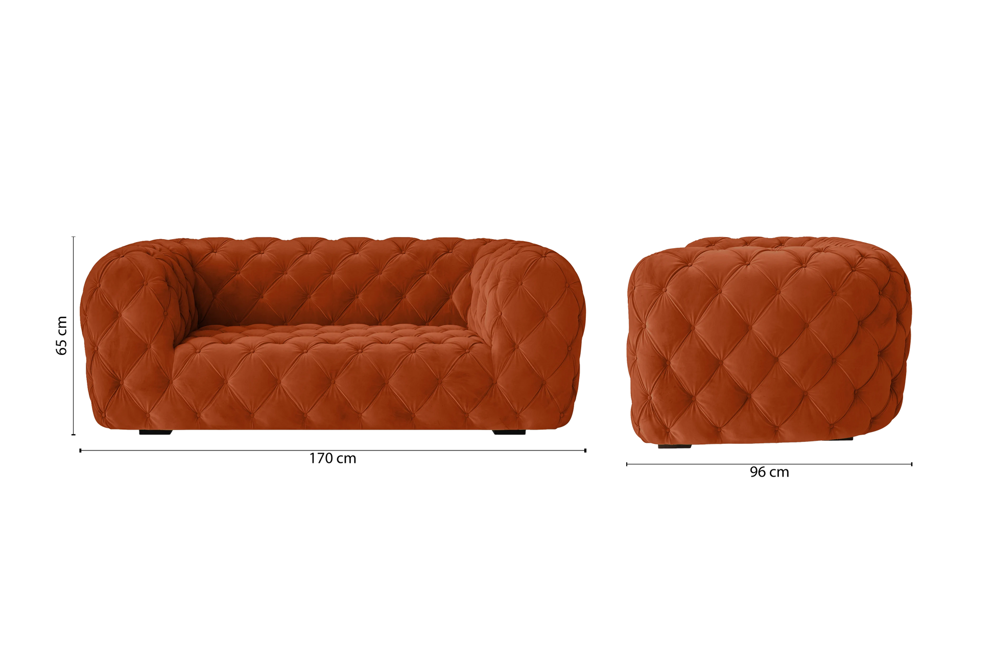 Lecce 2 Seater Sofa Orange Velvet