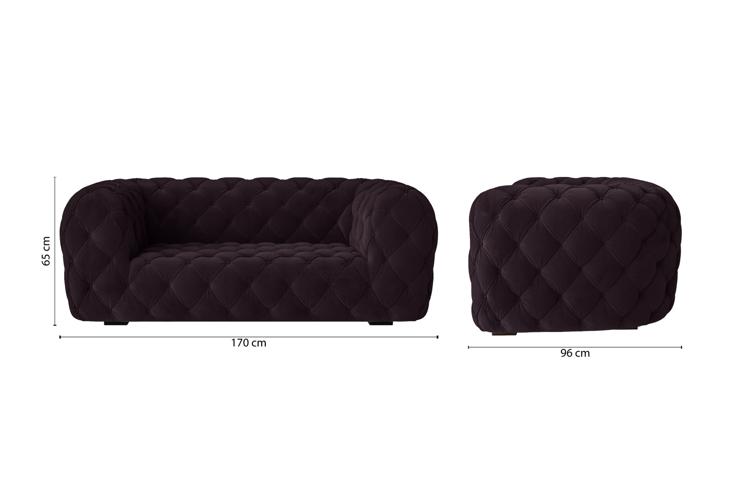 Lecce 2 Seater Sofa Purple Velvet