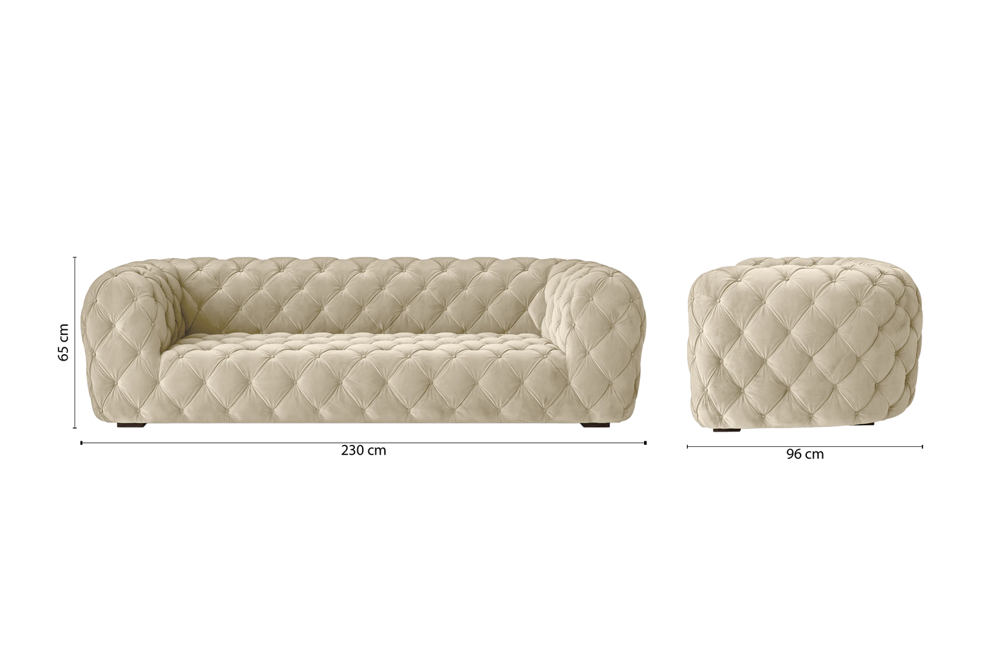 Lecce 3 Seater Sofa Cream Velvet