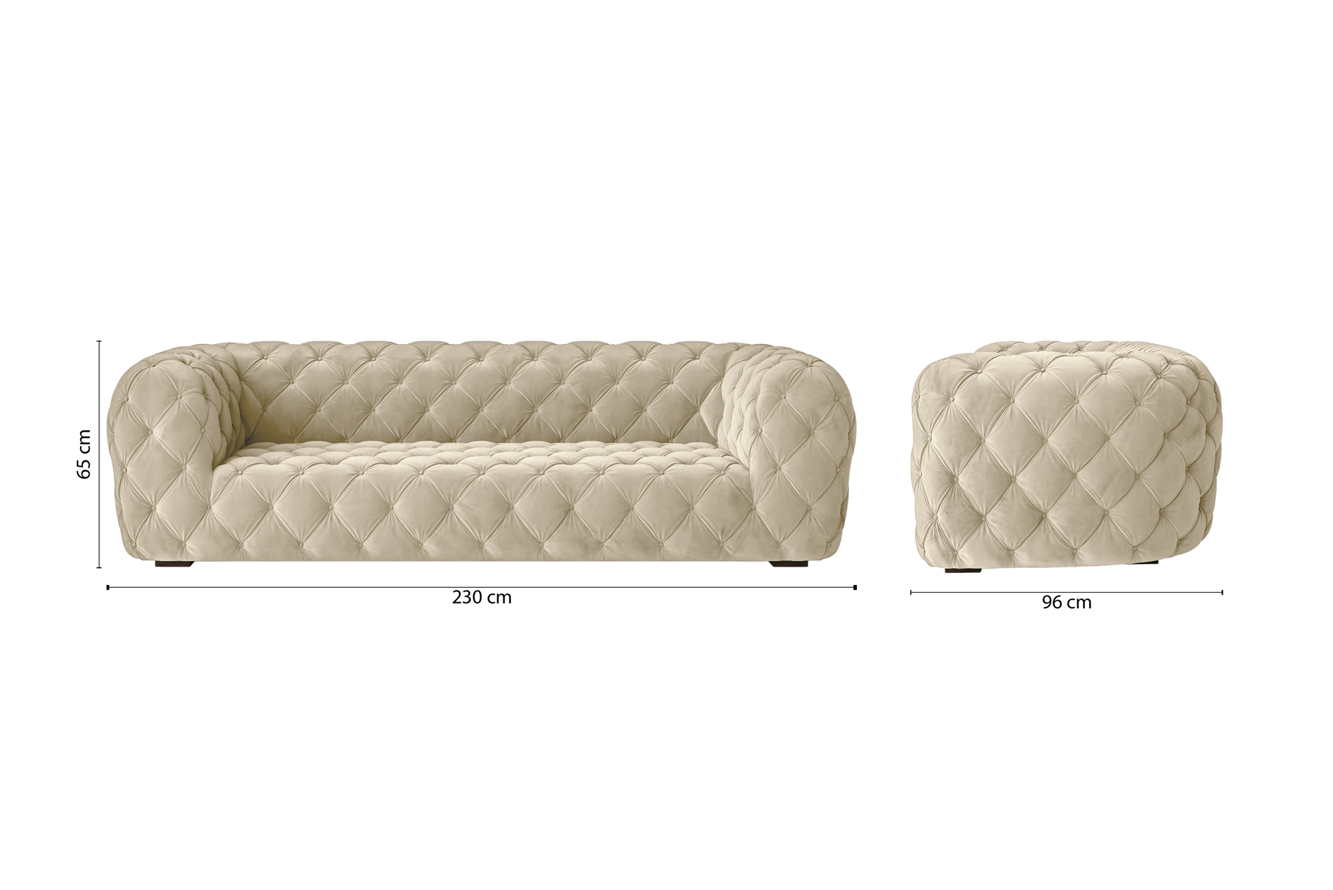 Lecce 3 Seater Sofa Cream Velvet