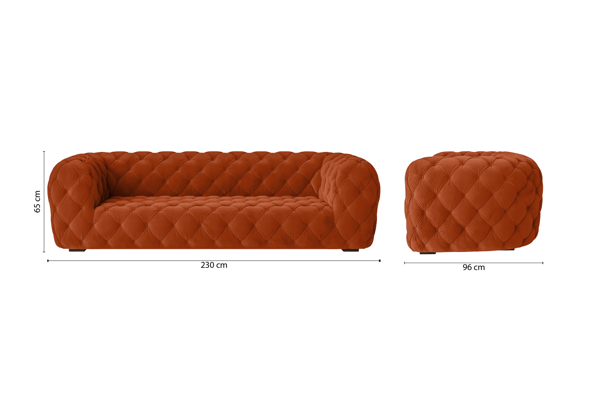 Lecce 3 Seater Sofa Orange Velvet