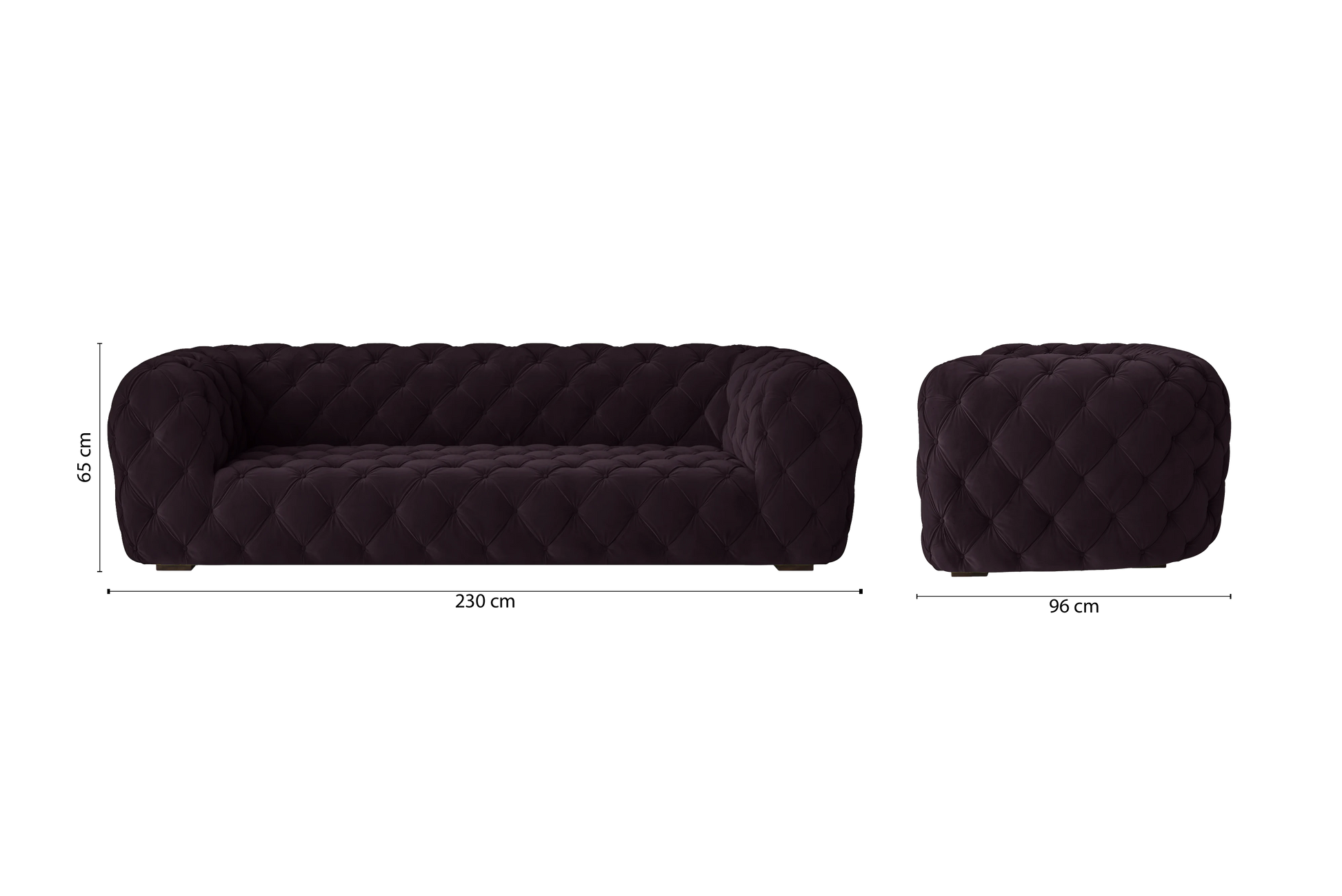 Lecce 3 Seater Sofa Purple Velvet