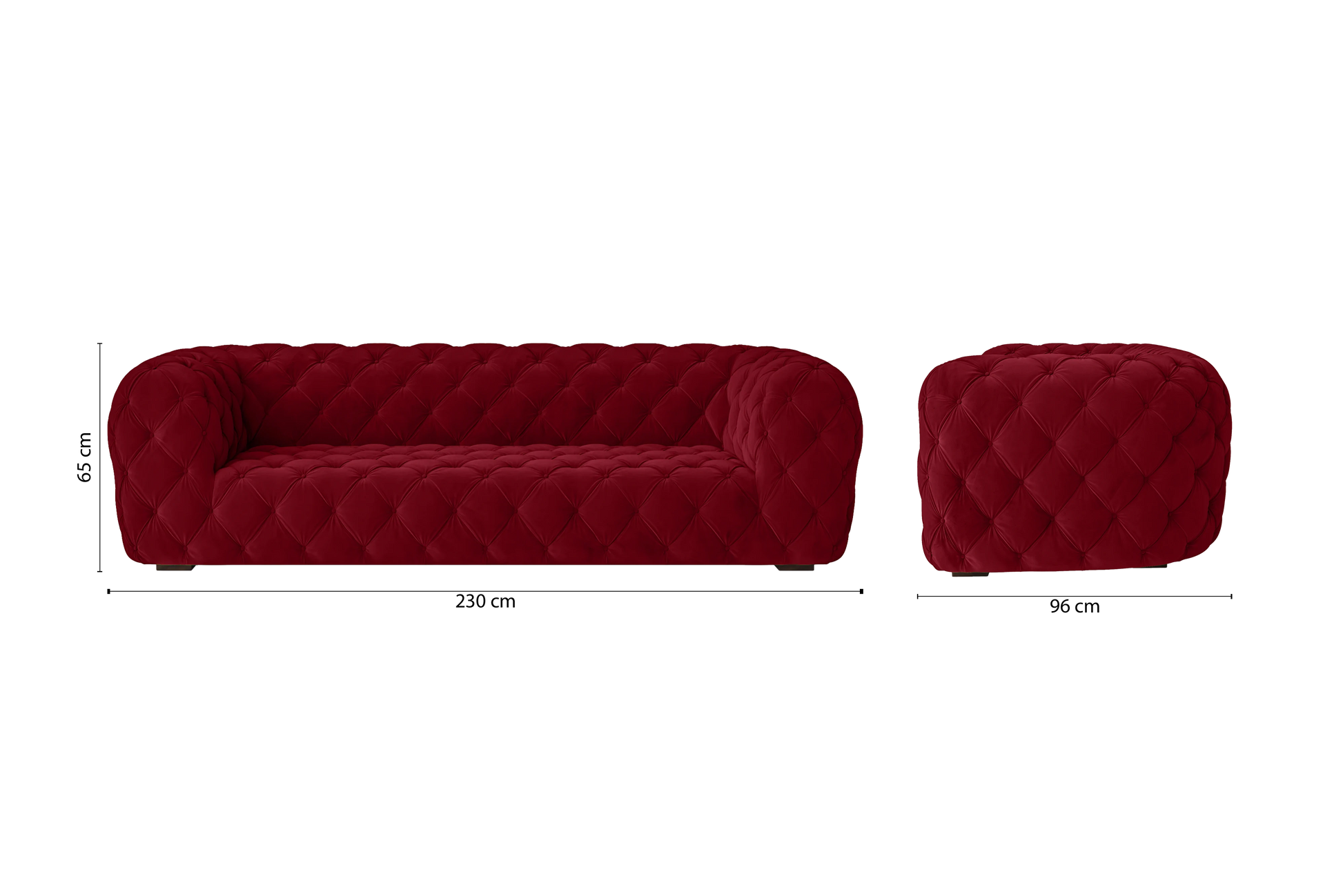 Lecce 3 Seater Sofa Red Velvet