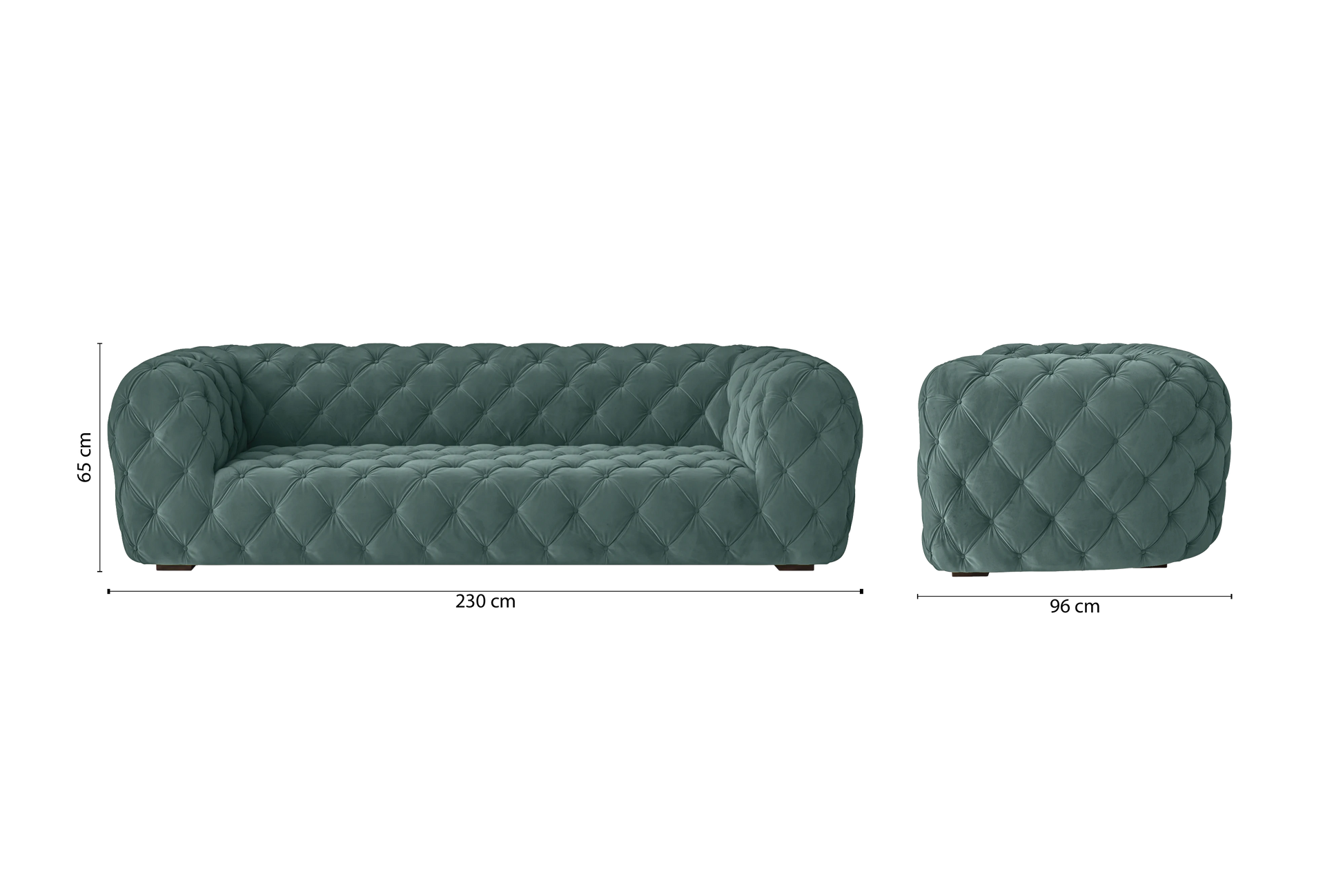 Lecce 3 Seater Sofa Teal Velvet