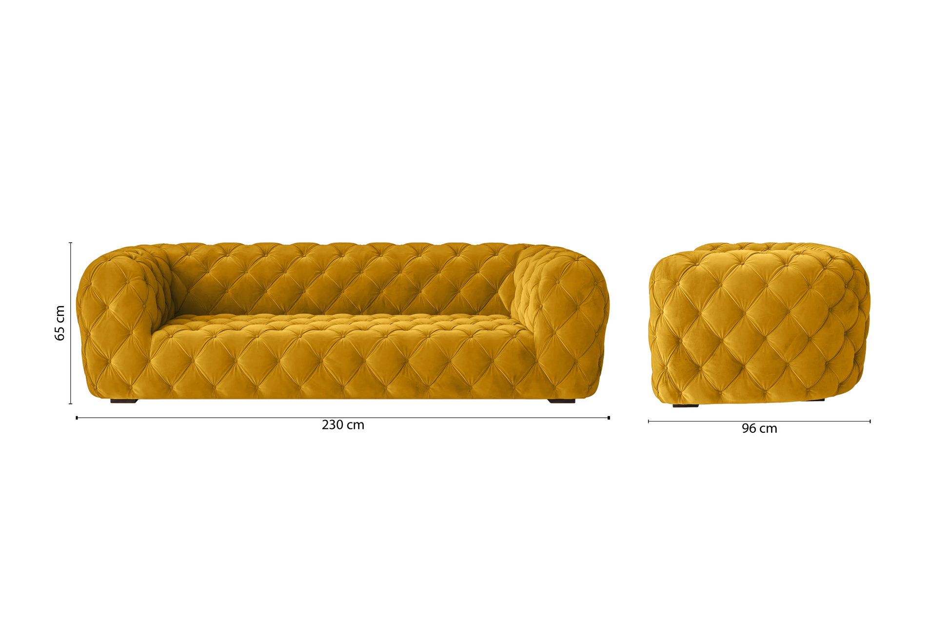 Lecce 3 Seater Sofa Yellow Velvet