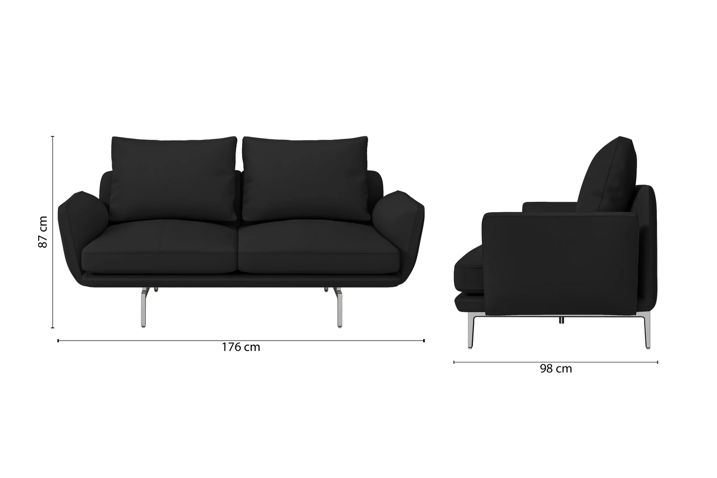 Legnano 2 Seater Sofa Black Leather