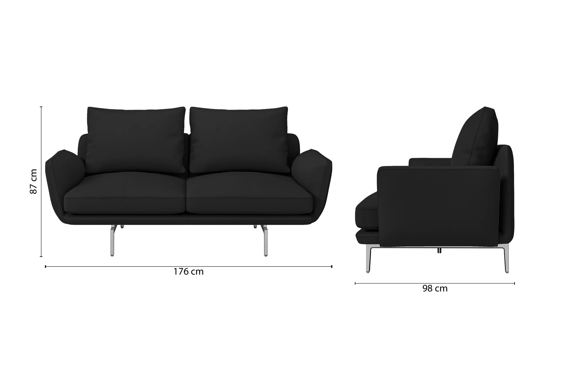 Legnano 2 Seater Sofa Black Leather