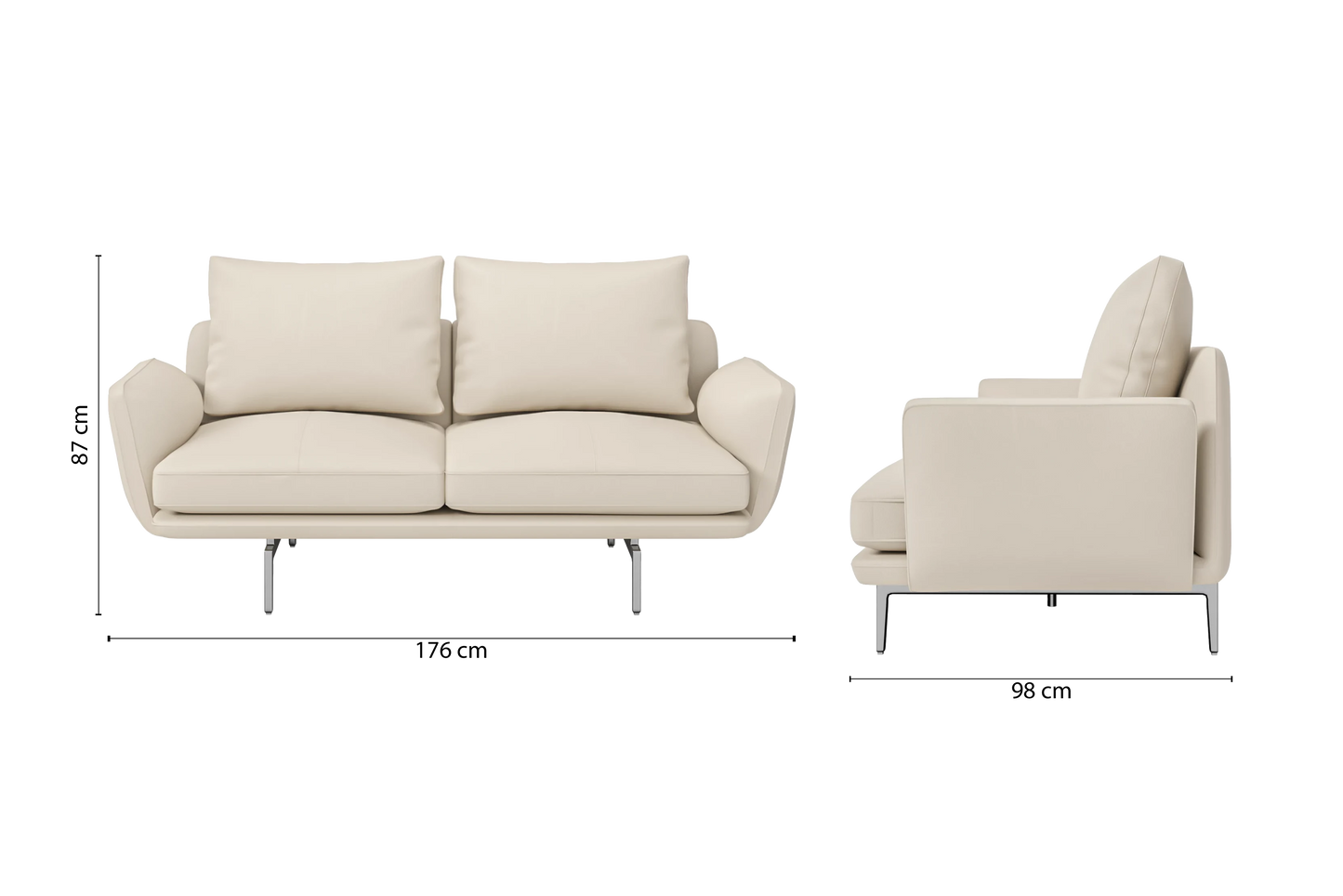 Legnano 2 Seater Sofa Cream Leather