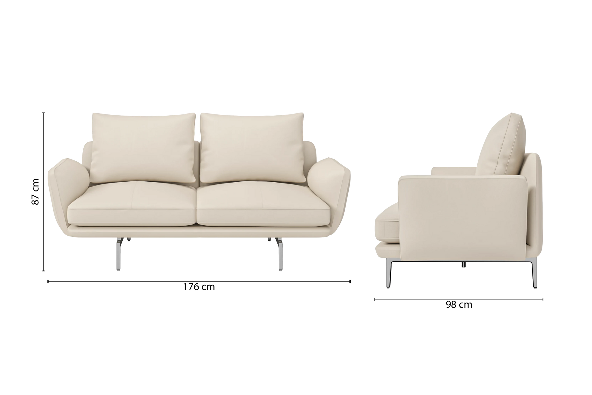 Legnano 2 Seater Sofa Cream Leather