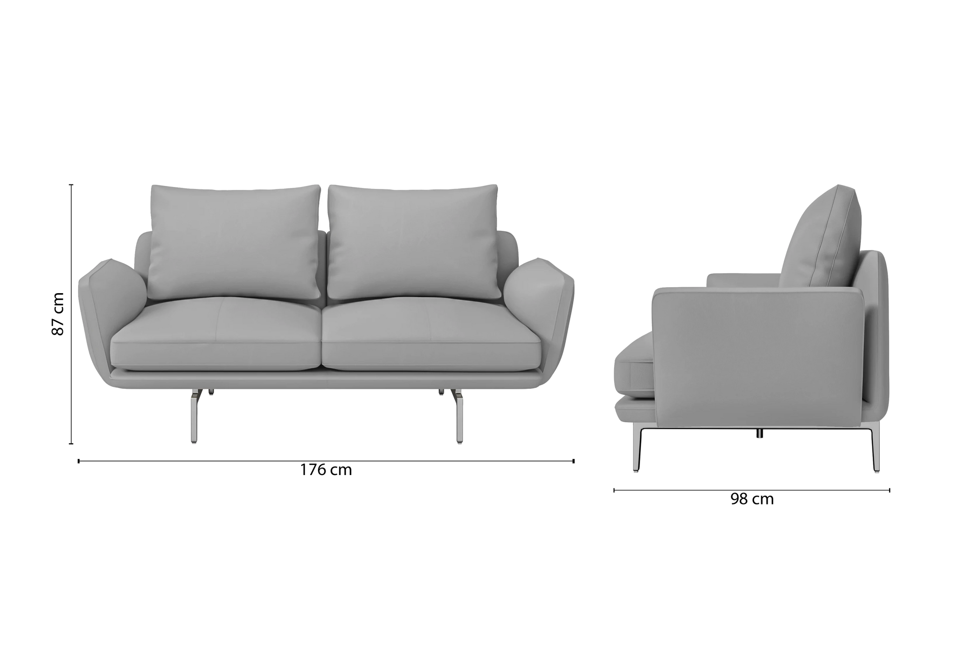 Legnano 2 Seater Sofa Grey Leather