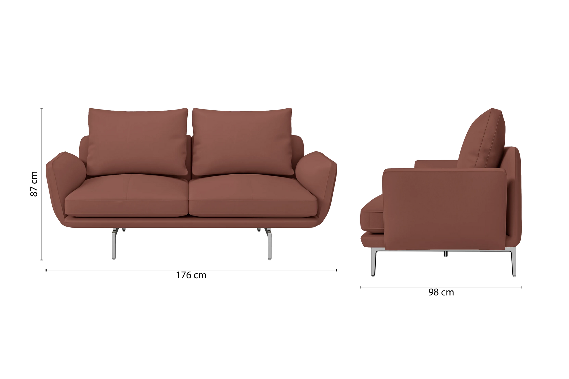 Legnano 2 Seater Sofa Mauve Leather