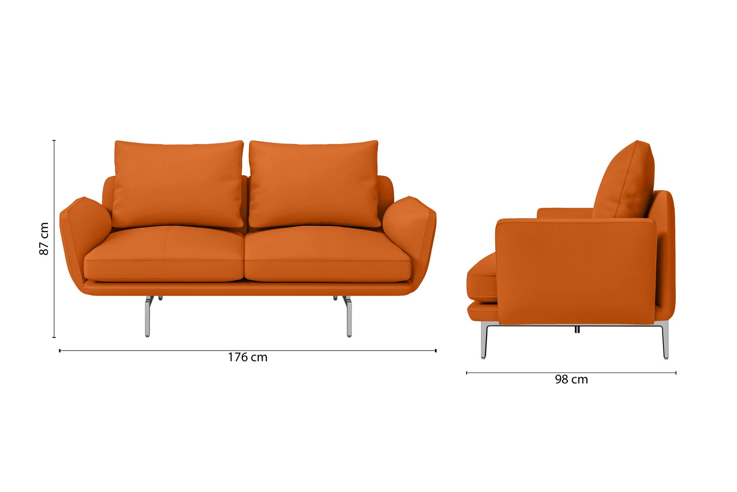 Legnano 2 Seater Sofa Orange Leather