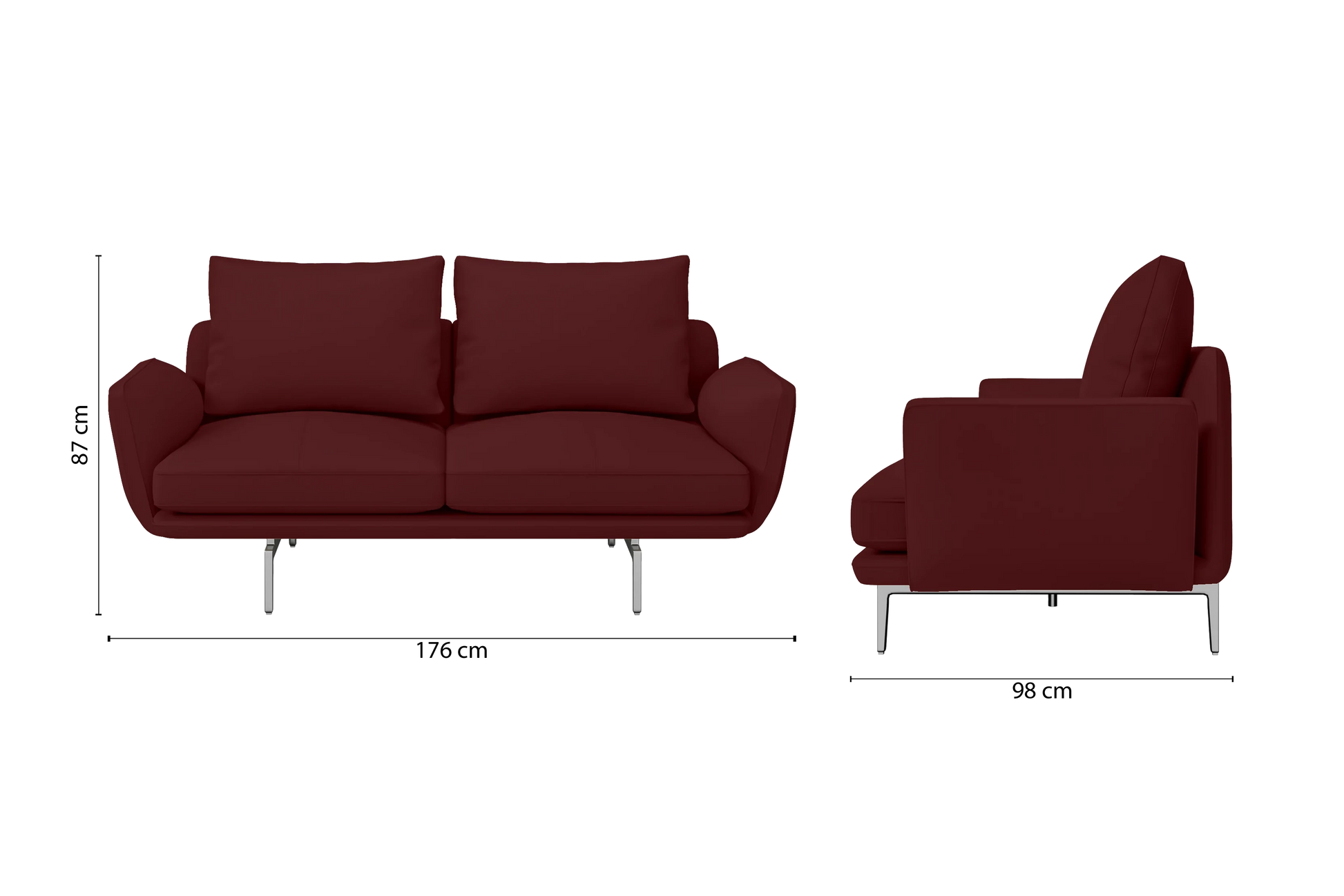 Legnano 2 Seater Sofa Red Leather