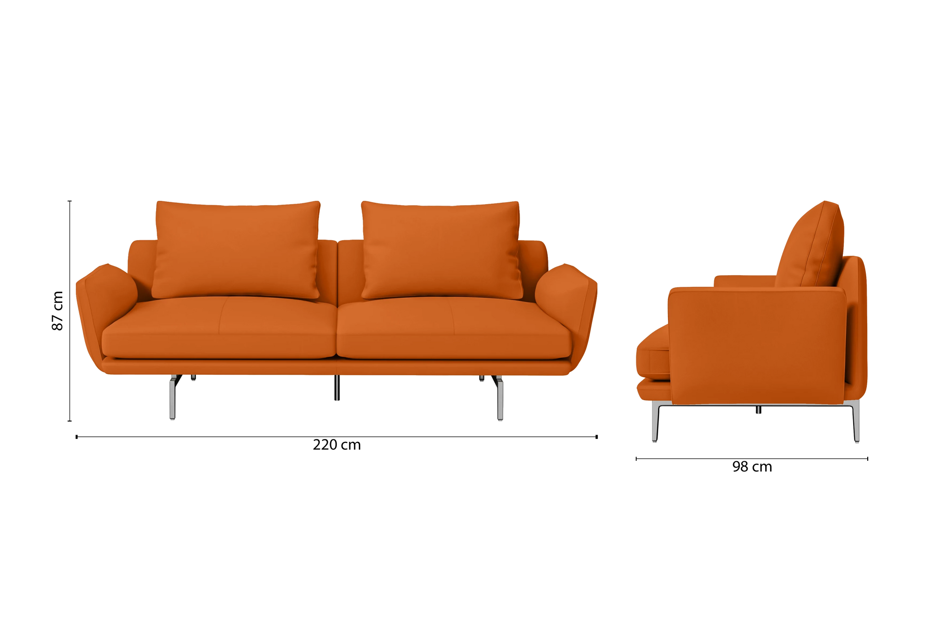 Legnano 3 Seater Sofa Orange Leather