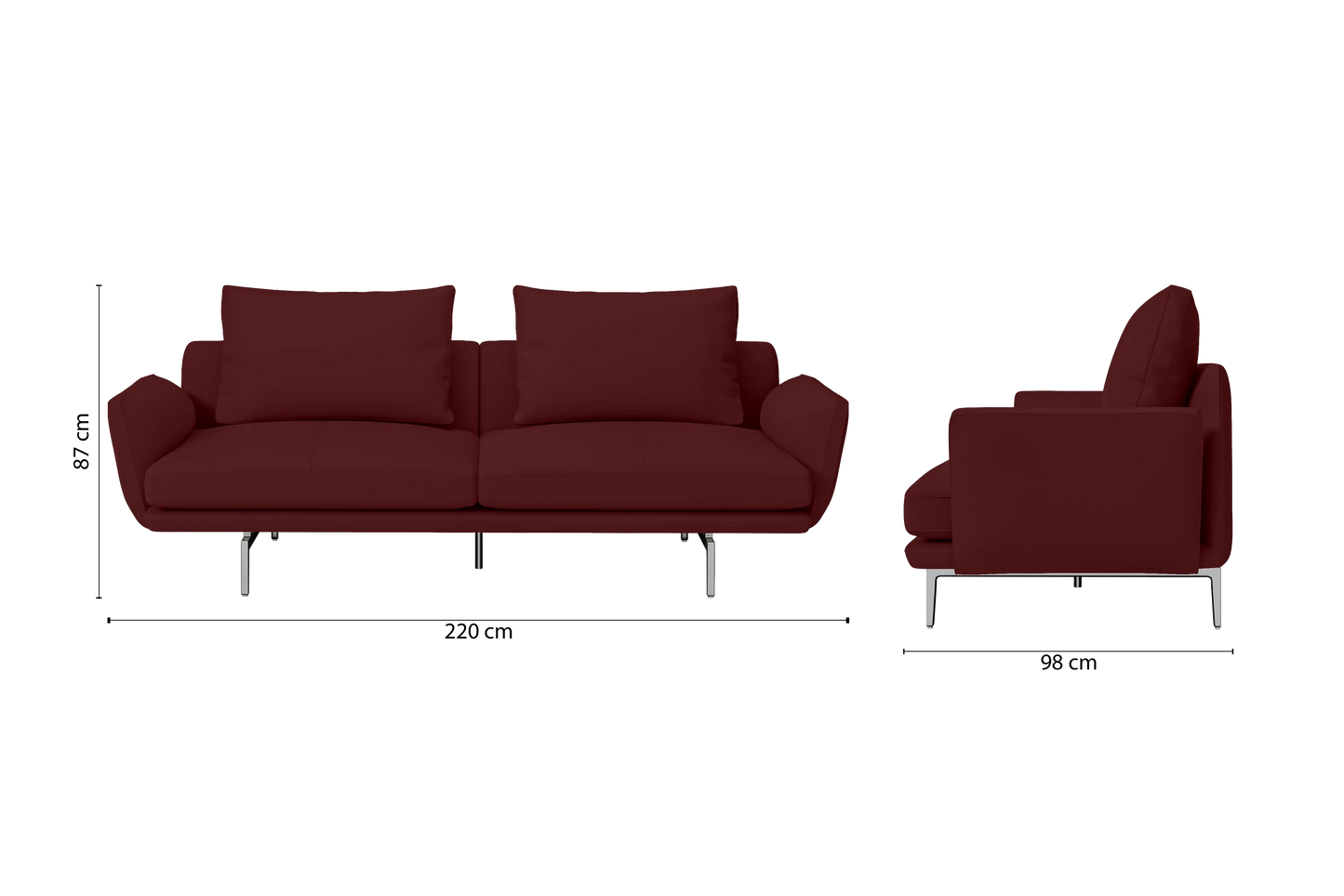 Legnano 3 Seater Sofa Red Leather