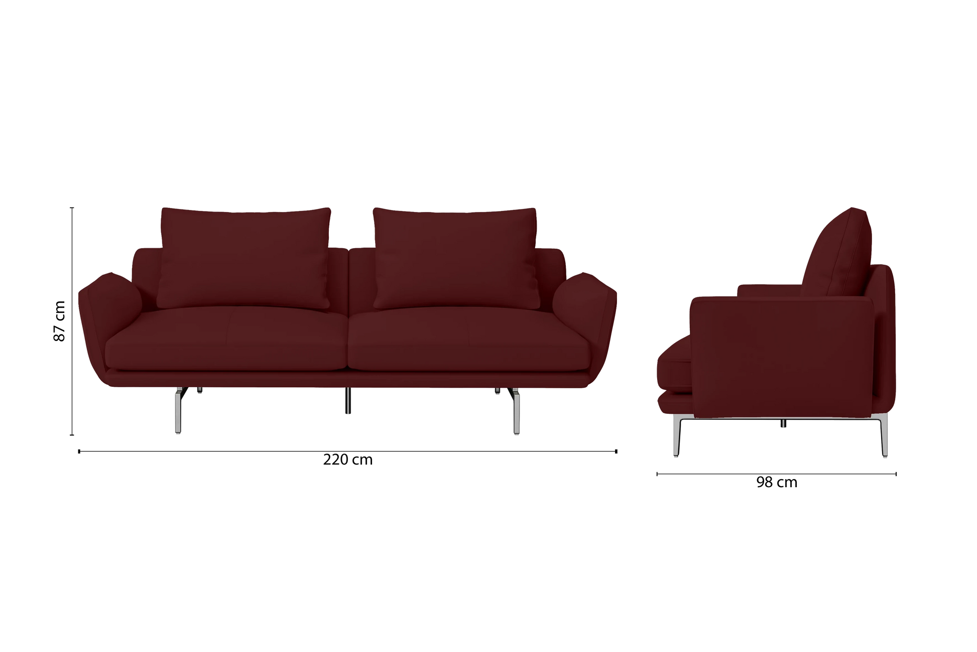 Legnano 3 Seater Sofa Red Leather