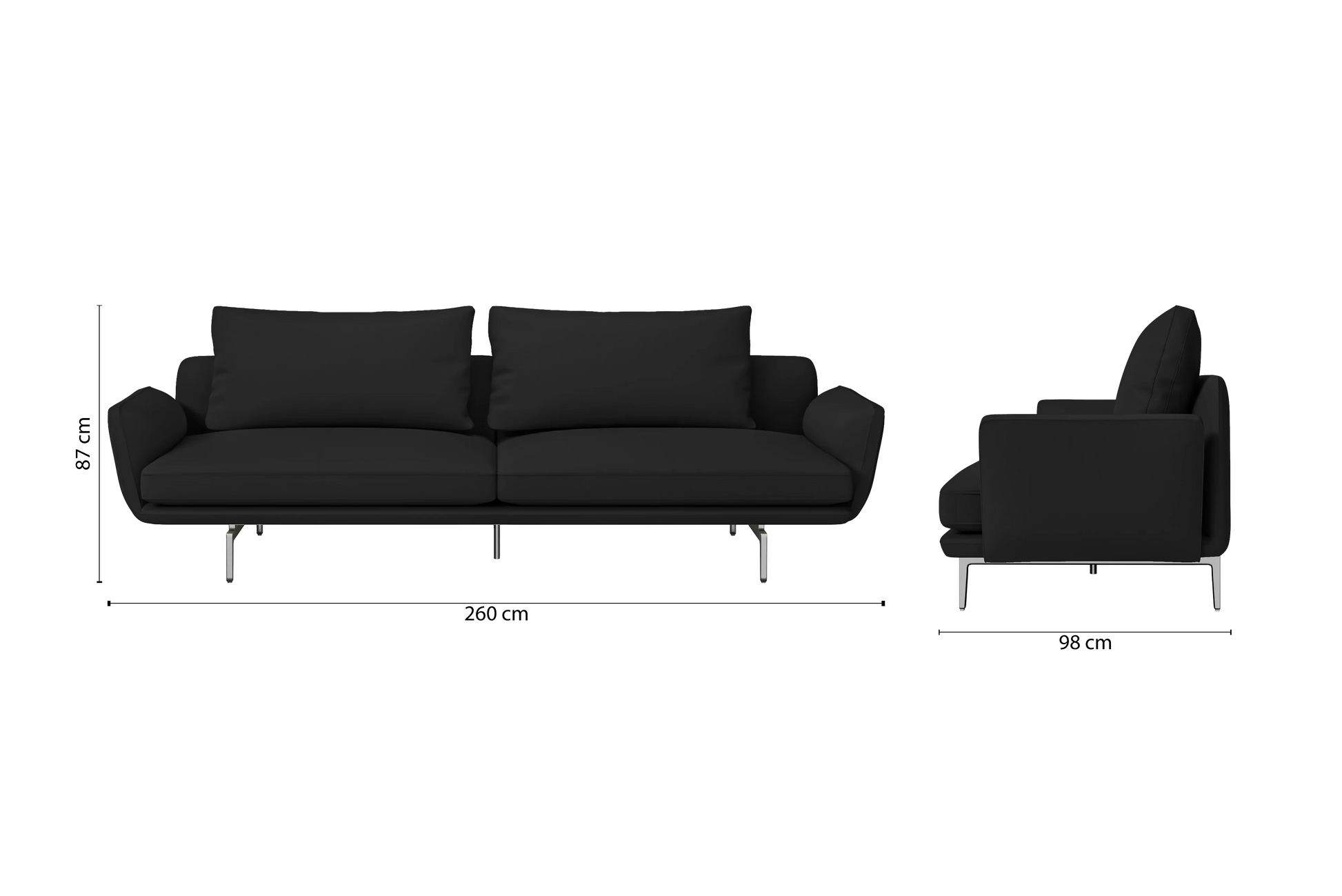 Legnano 4 Seater Sofa Black Leather