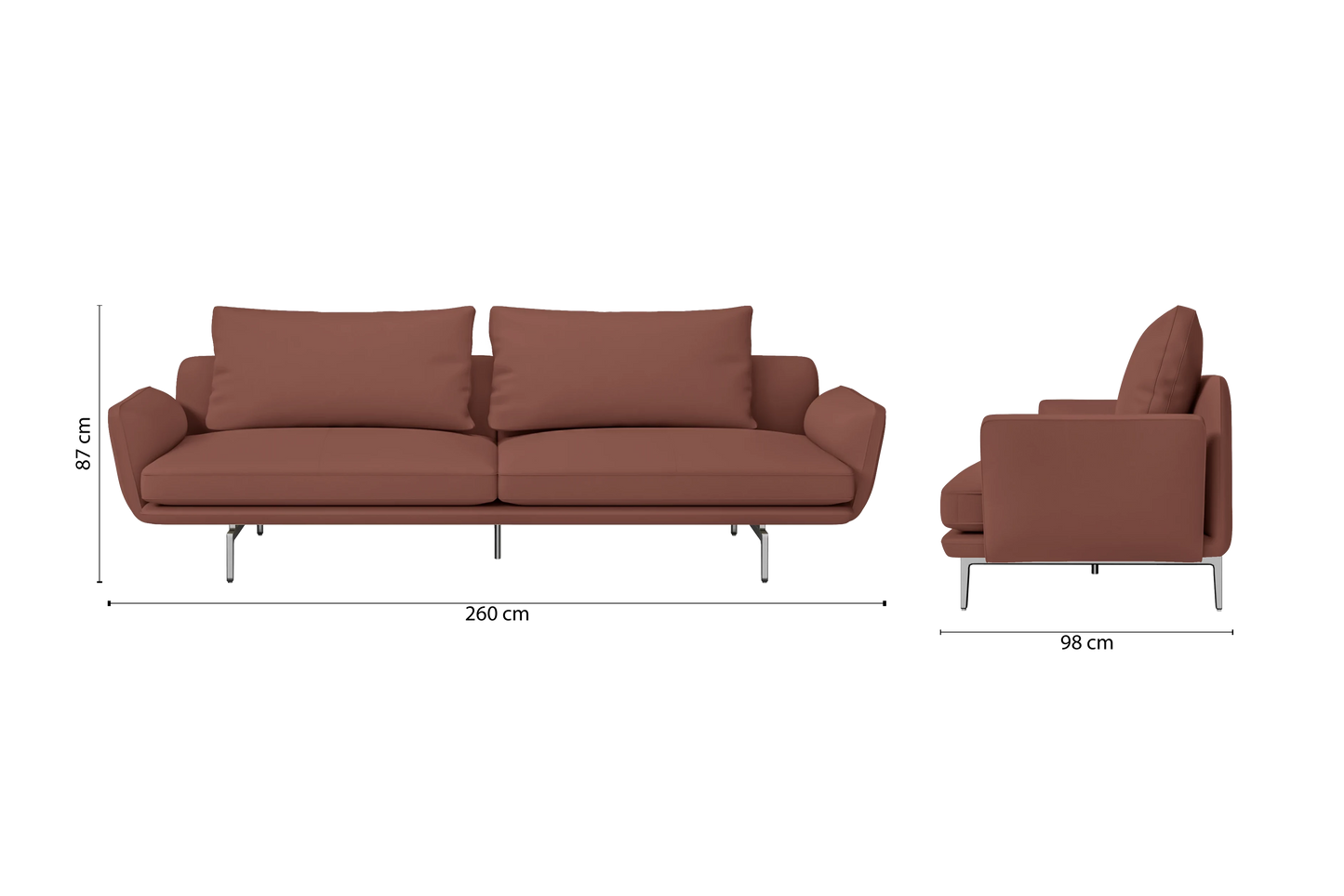 Legnano 4 Seater Sofa Mauve Leather