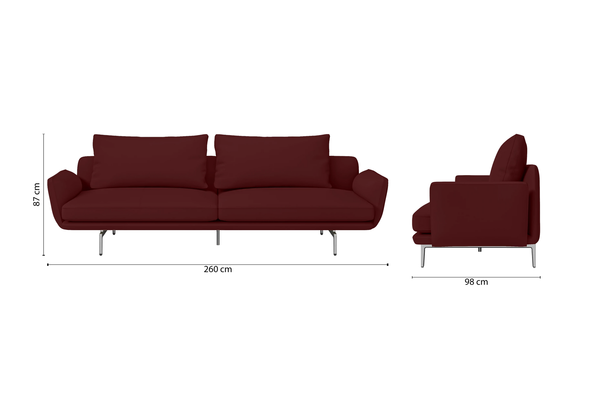 Legnano 4 Seater Sofa Red Leather