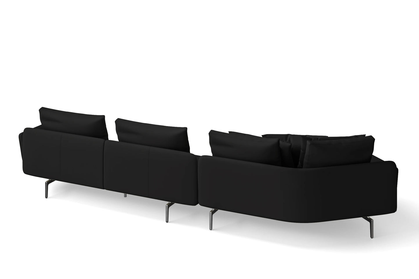 Legnano 4 Seater Left Hand Facing Chaise Lounge Corner Sofa Black Leather