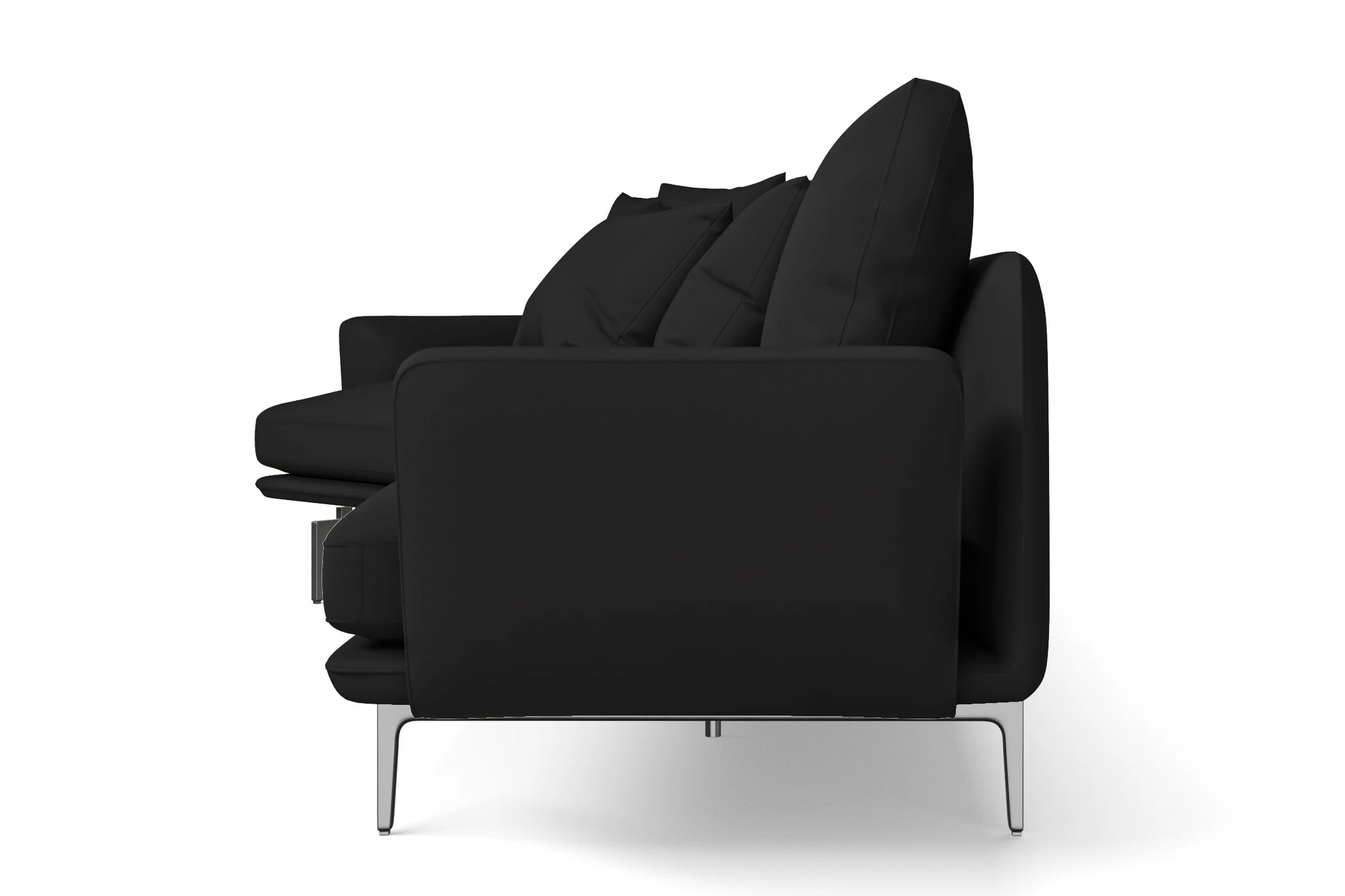 Legnano 4 Seater Left Hand Facing Chaise Lounge Corner Sofa Black Leather