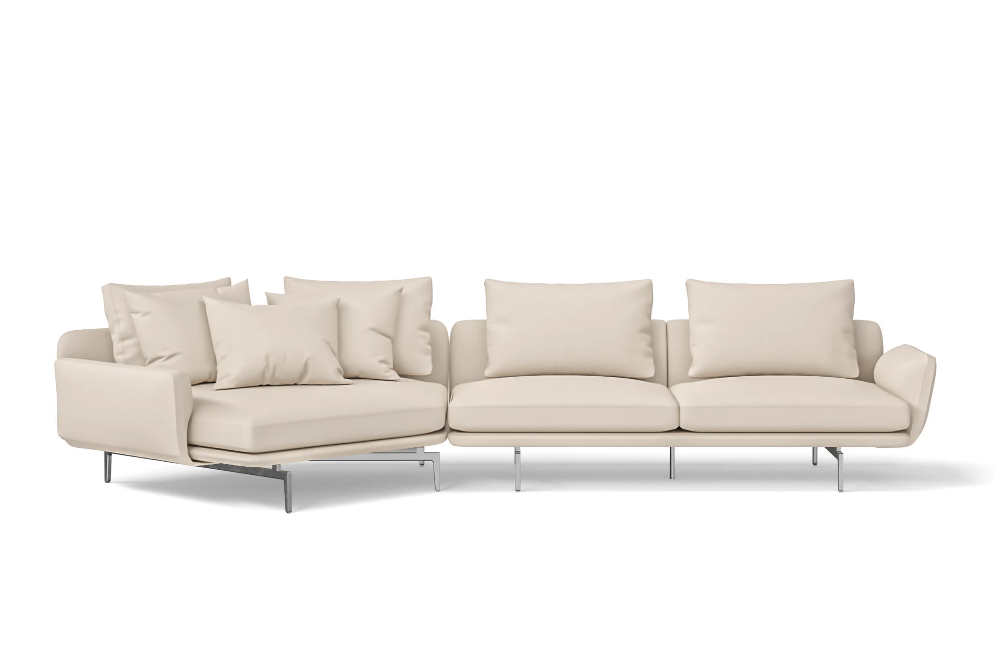 Legnano 4 Seater Left Hand Facing Chaise Lounge Corner Sofa Cream Leather