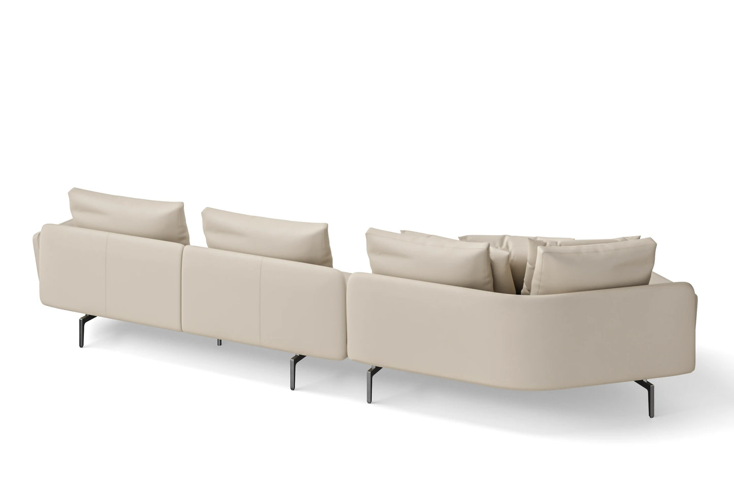 Legnano 4 Seater Left Hand Facing Chaise Lounge Corner Sofa Cream Leather