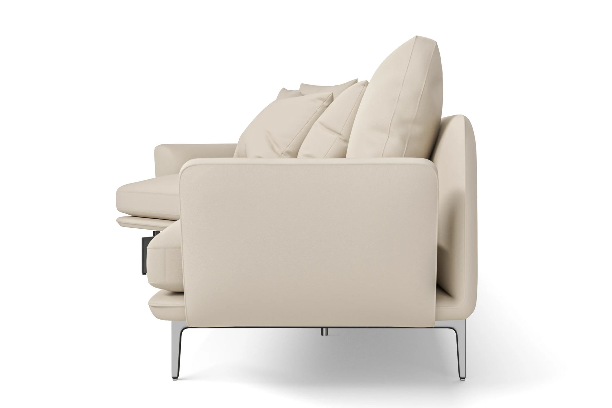 Legnano 4 Seater Left Hand Facing Chaise Lounge Corner Sofa Cream Leather