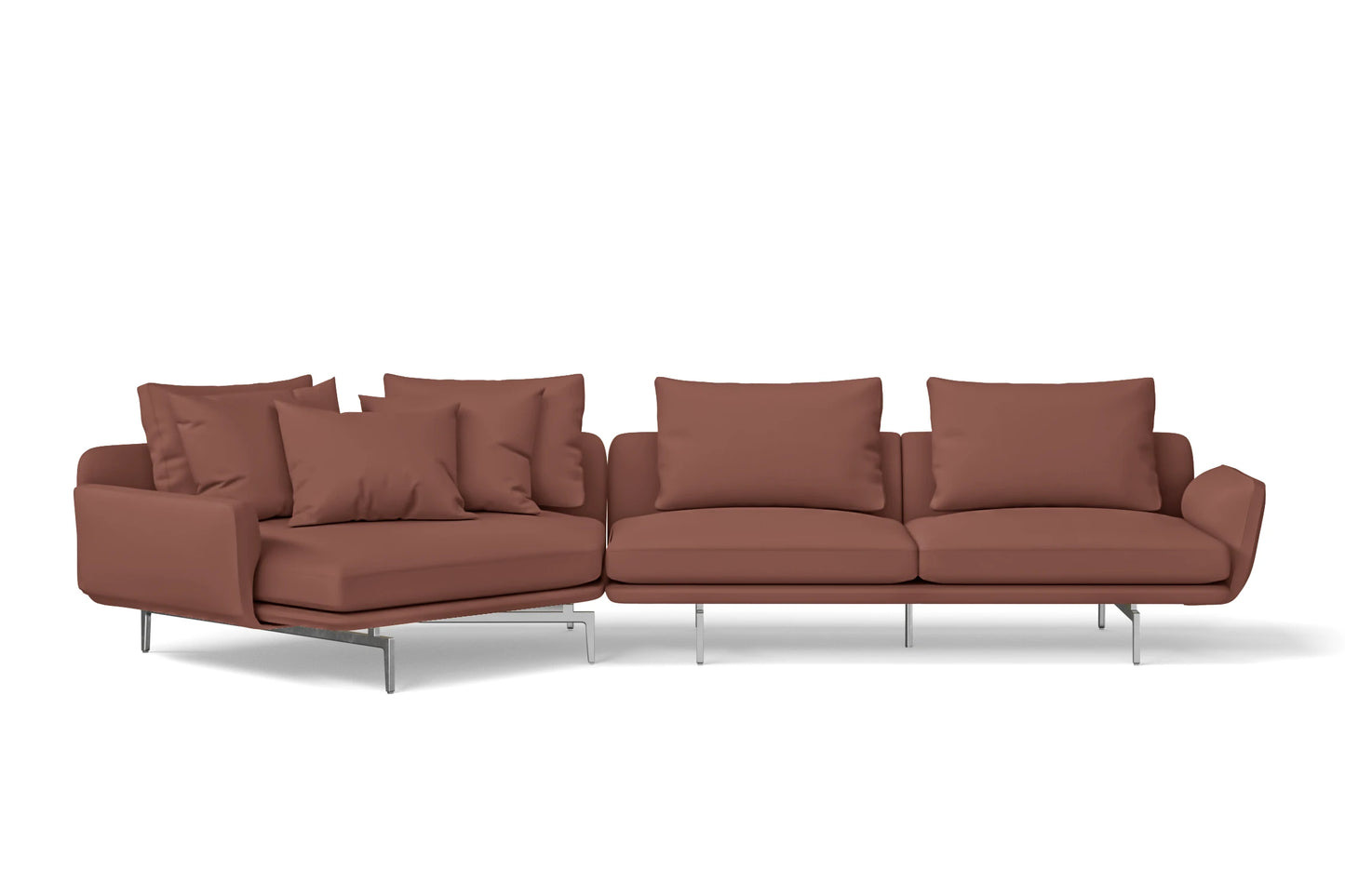 Legnano 4 Seater Left Hand Facing Chaise Lounge Corner Sofa Mauve Leather