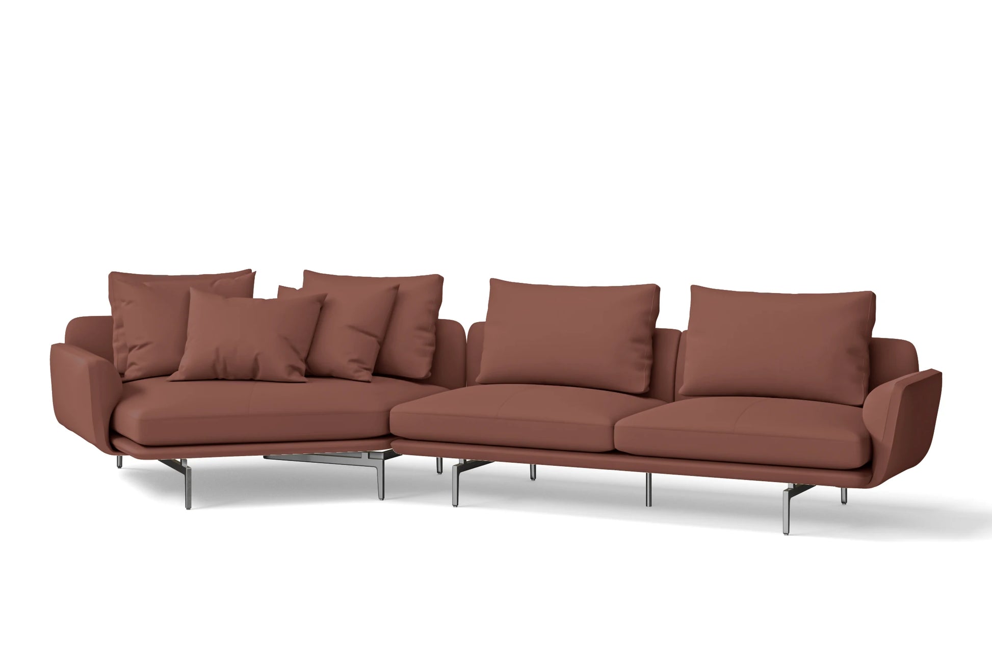 Legnano 4 Seater Left Hand Facing Chaise Lounge Corner Sofa Mauve Leather