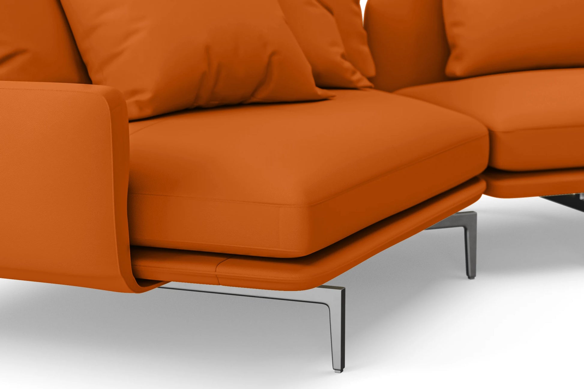 Legnano 4 Seater Left Hand Facing Chaise Lounge Corner Sofa Orange Leather