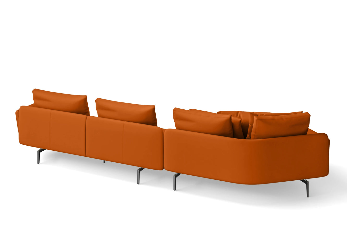 Legnano 4 Seater Left Hand Facing Chaise Lounge Corner Sofa Orange Leather