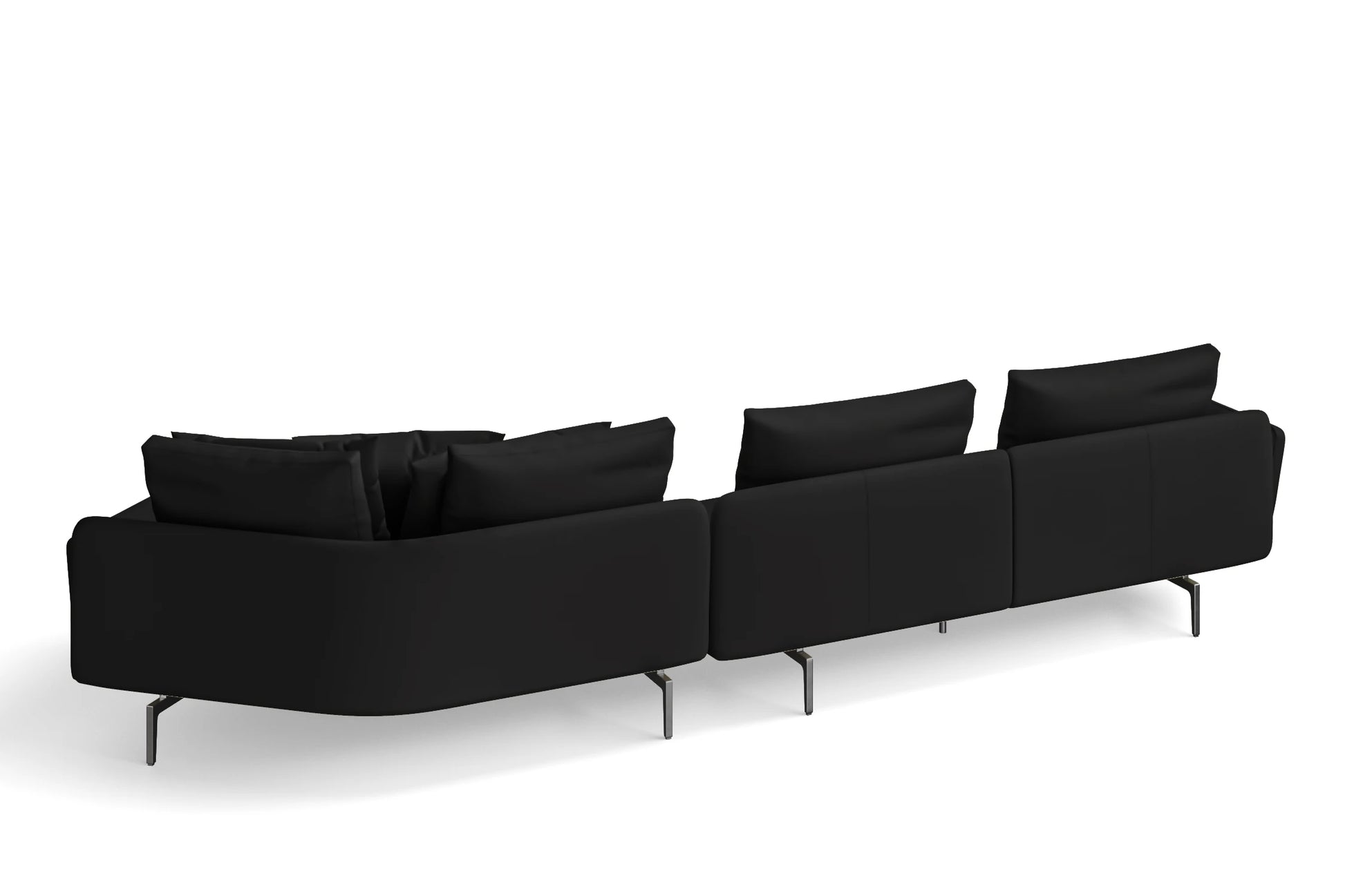 Legnano 4 Seater Right Hand Facing Chaise Lounge Corner Sofa Black Leather