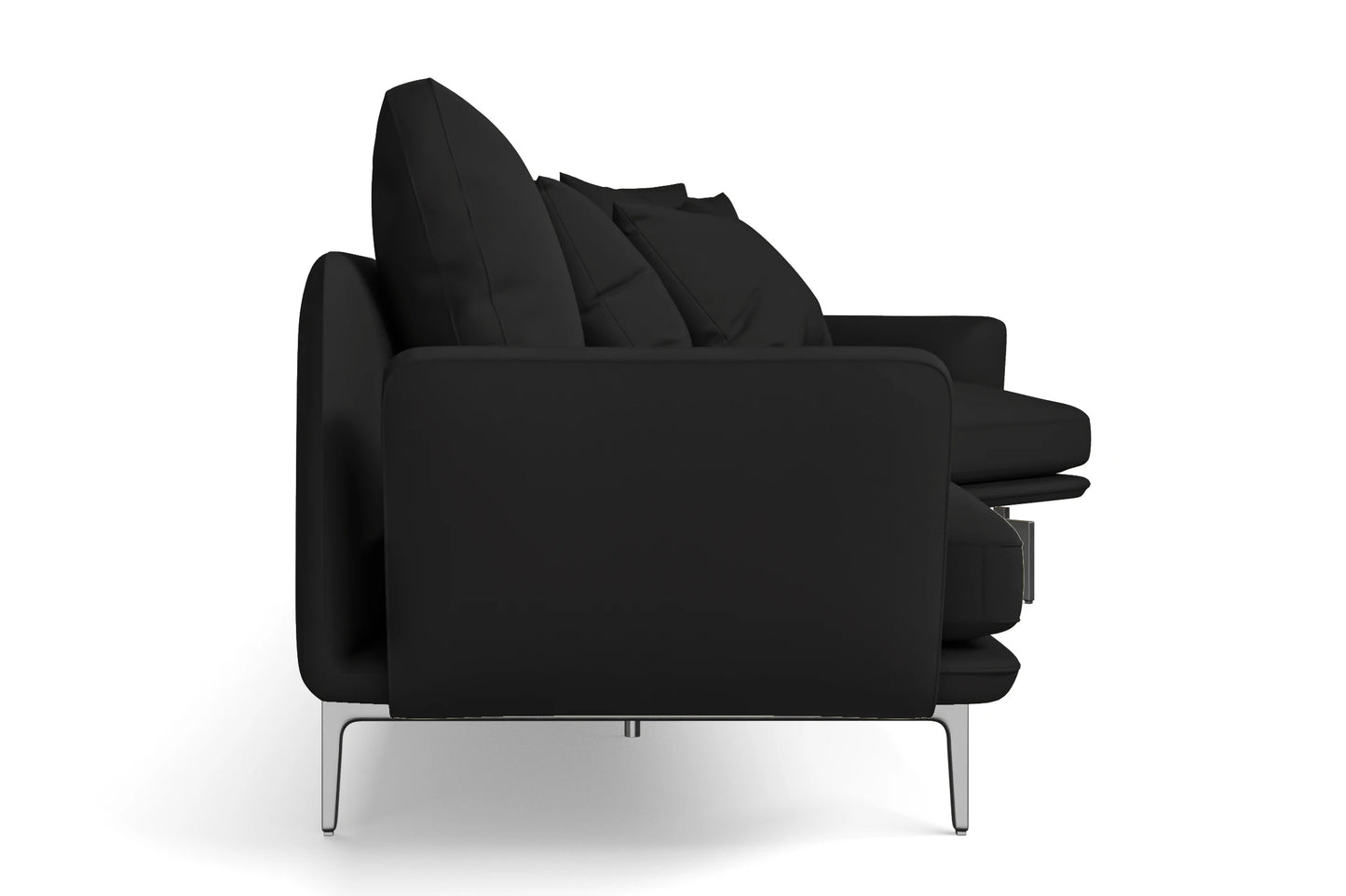 Legnano 4 Seater Right Hand Facing Chaise Lounge Corner Sofa Black Leather