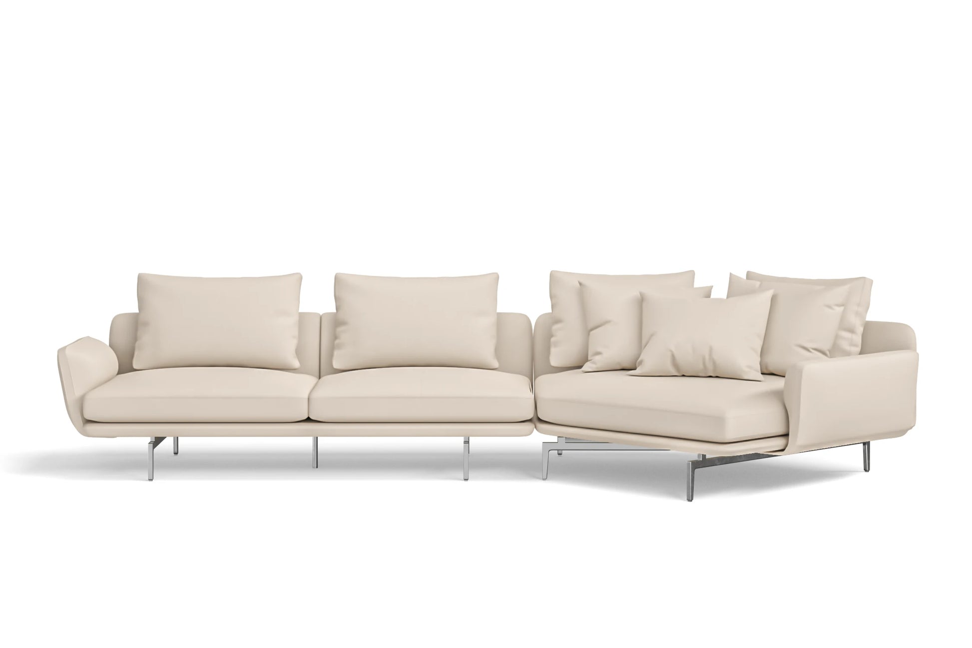 Legnano 4 Seater Right Hand Facing Chaise Lounge Corner Sofa Cream Leather