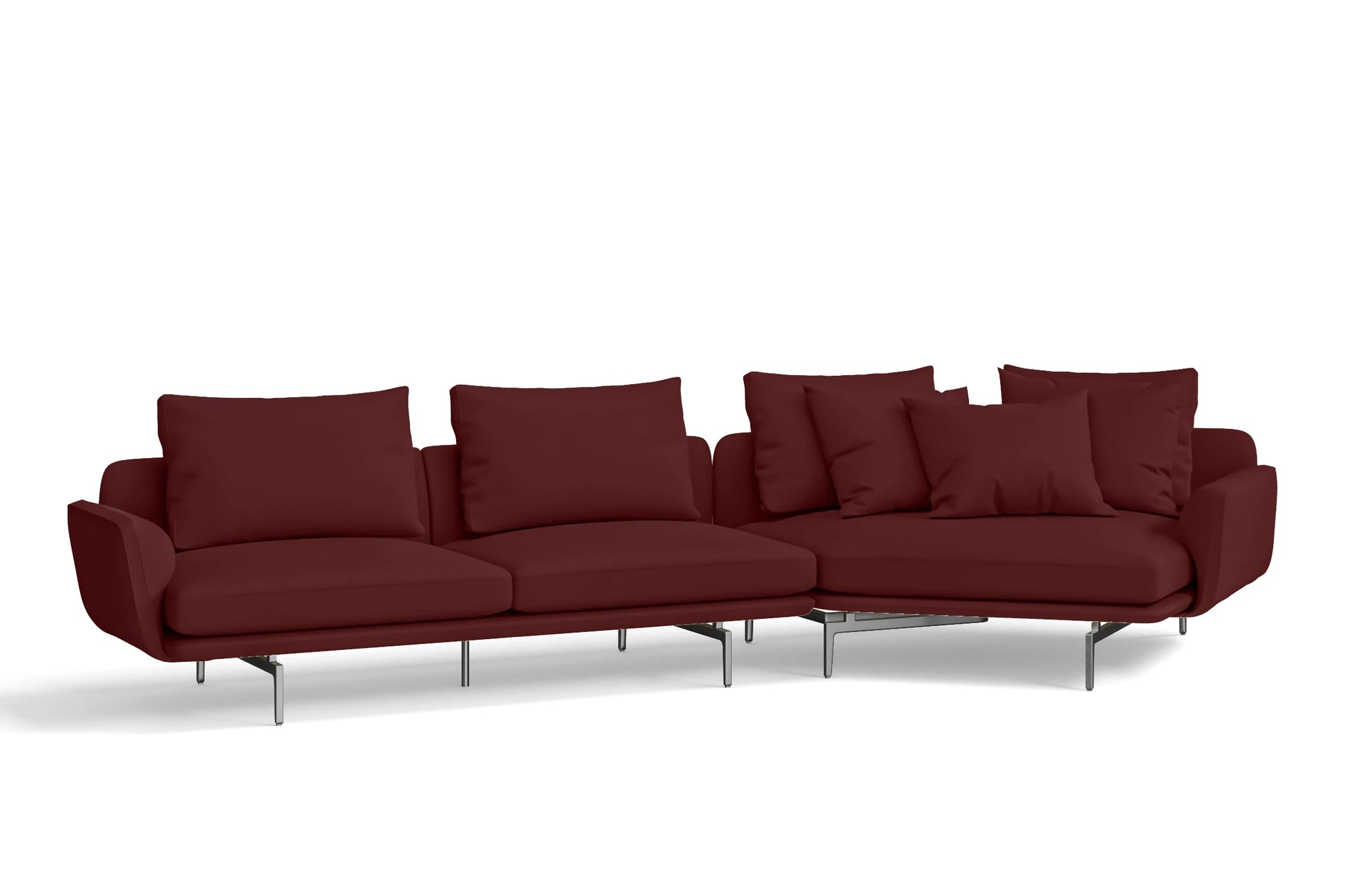 Legnano 4 Seater Right Hand Facing Chaise Lounge Corner Sofa Red Leather