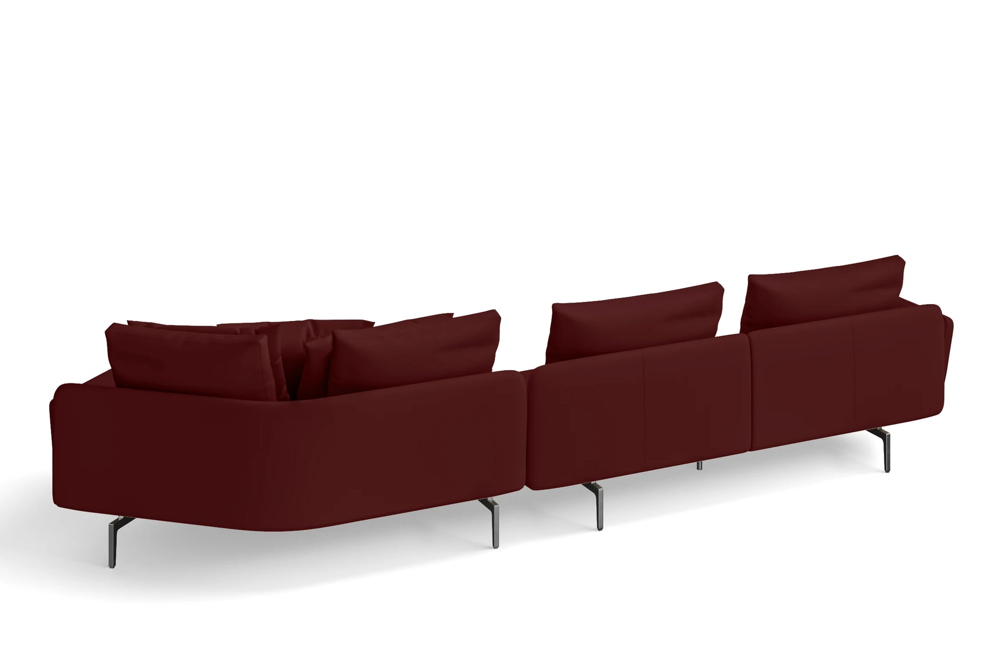 Legnano 4 Seater Right Hand Facing Chaise Lounge Corner Sofa Red Leather