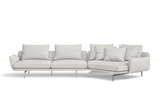 Legnano 4 Seater Right Hand Facing Chaise Lounge Corner Sofa White Leather