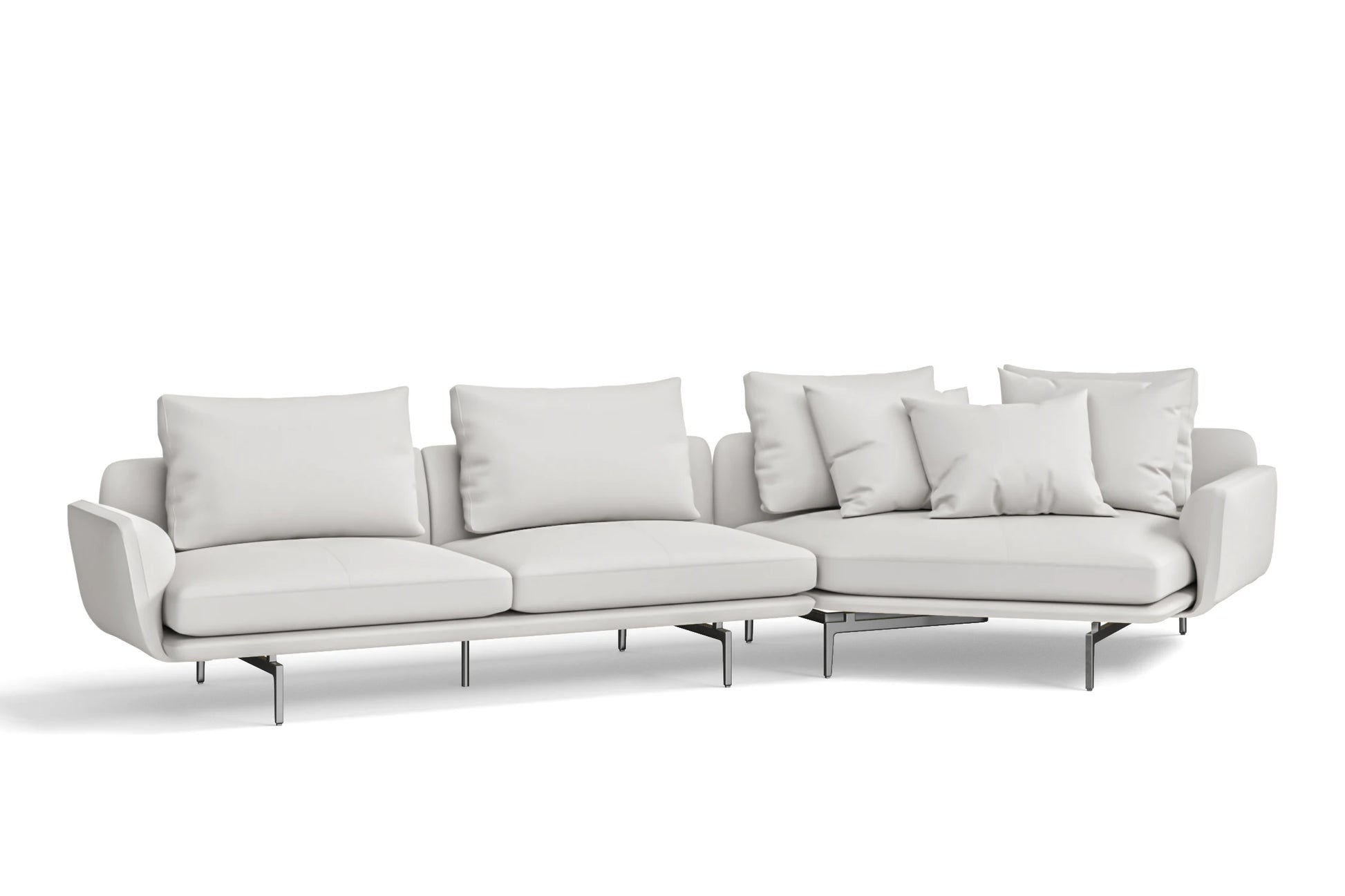 Legnano 4 Seater Right Hand Facing Chaise Lounge Corner Sofa White Leather