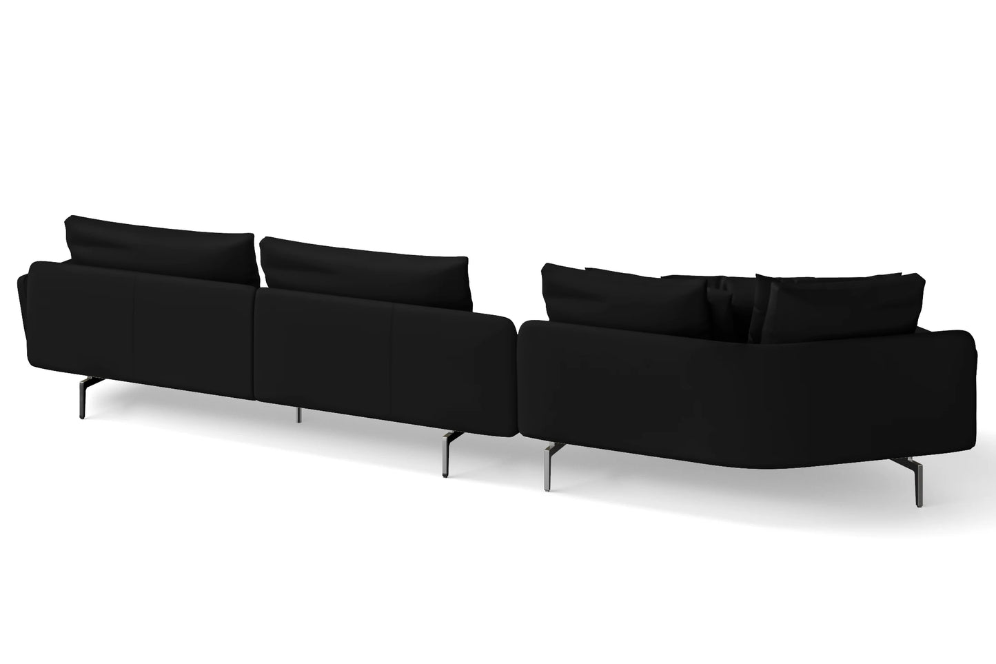 Legnano 5 Seater Left Hand Facing Chaise Lounge Corner Sofa Black Leather