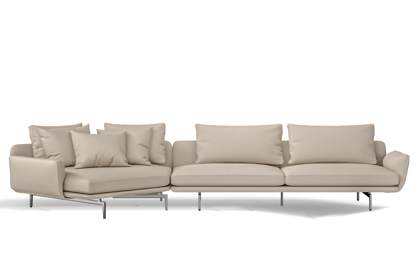 Legnano 5 Seater Left Hand Facing Chaise Lounge Corner Sofa Cream Leather