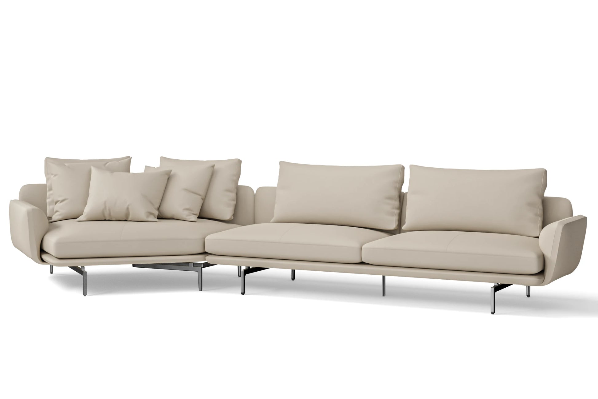 Legnano 5 Seater Left Hand Facing Chaise Lounge Corner Sofa Cream Leather