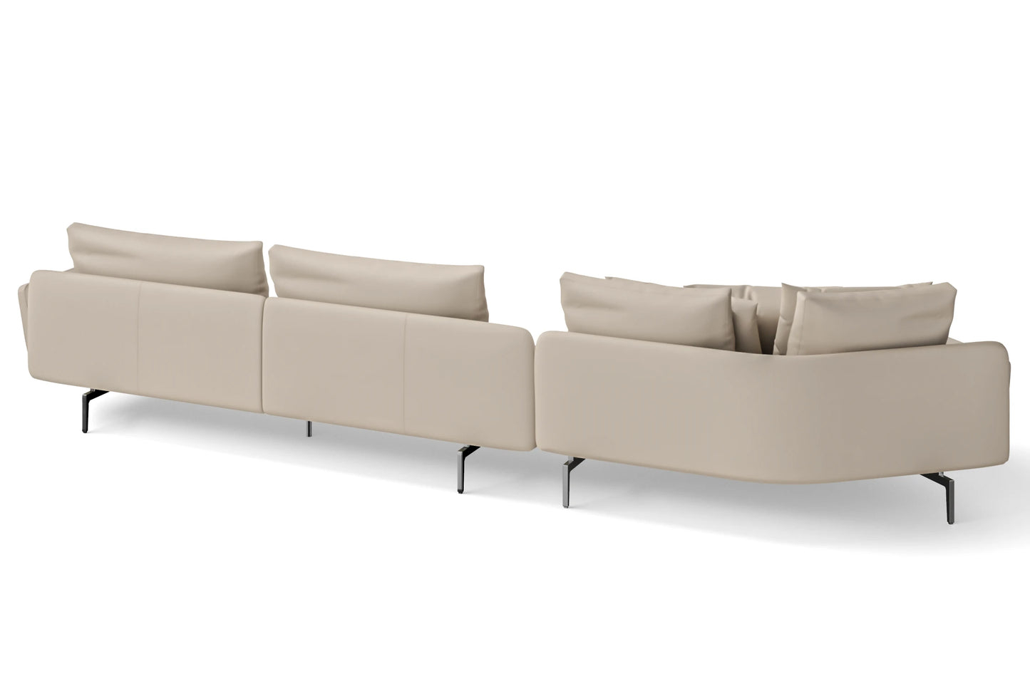 Legnano 5 Seater Left Hand Facing Chaise Lounge Corner Sofa Cream Leather