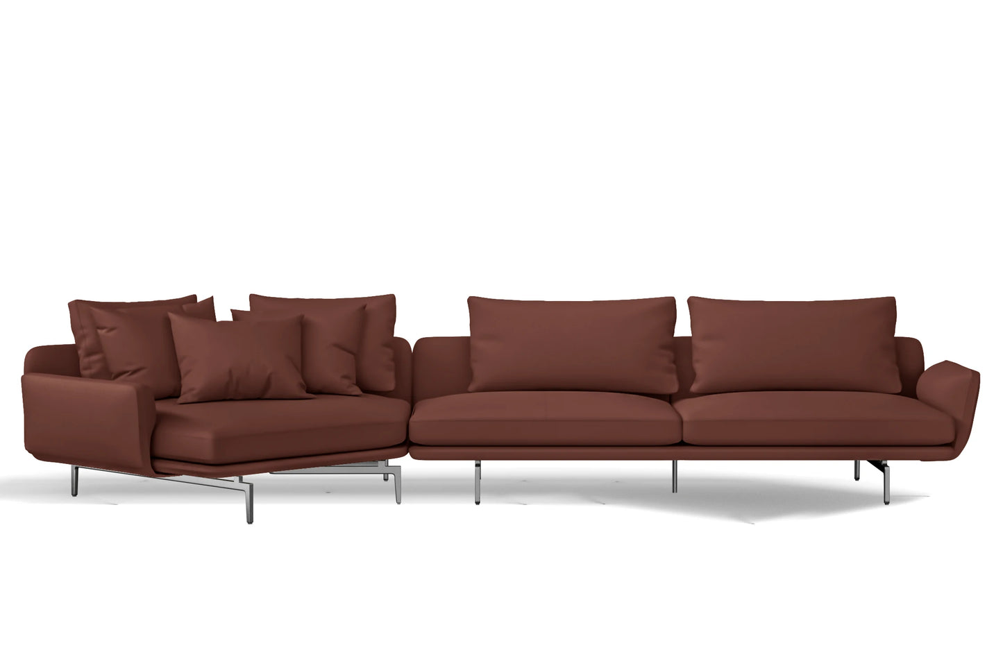 Legnano 5 Seater Left Hand Facing Chaise Lounge Corner Sofa Mauve Leather