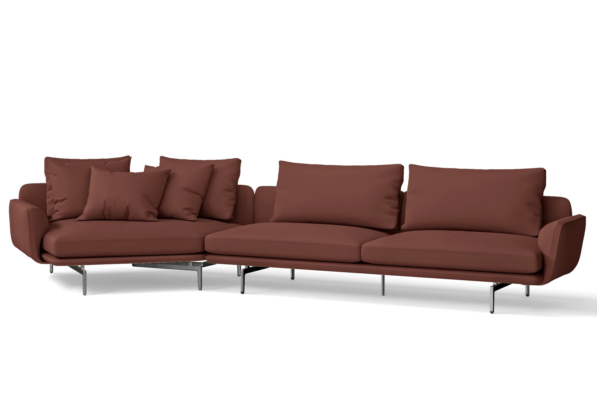 Legnano 5 Seater Left Hand Facing Chaise Lounge Corner Sofa Mauve Leather