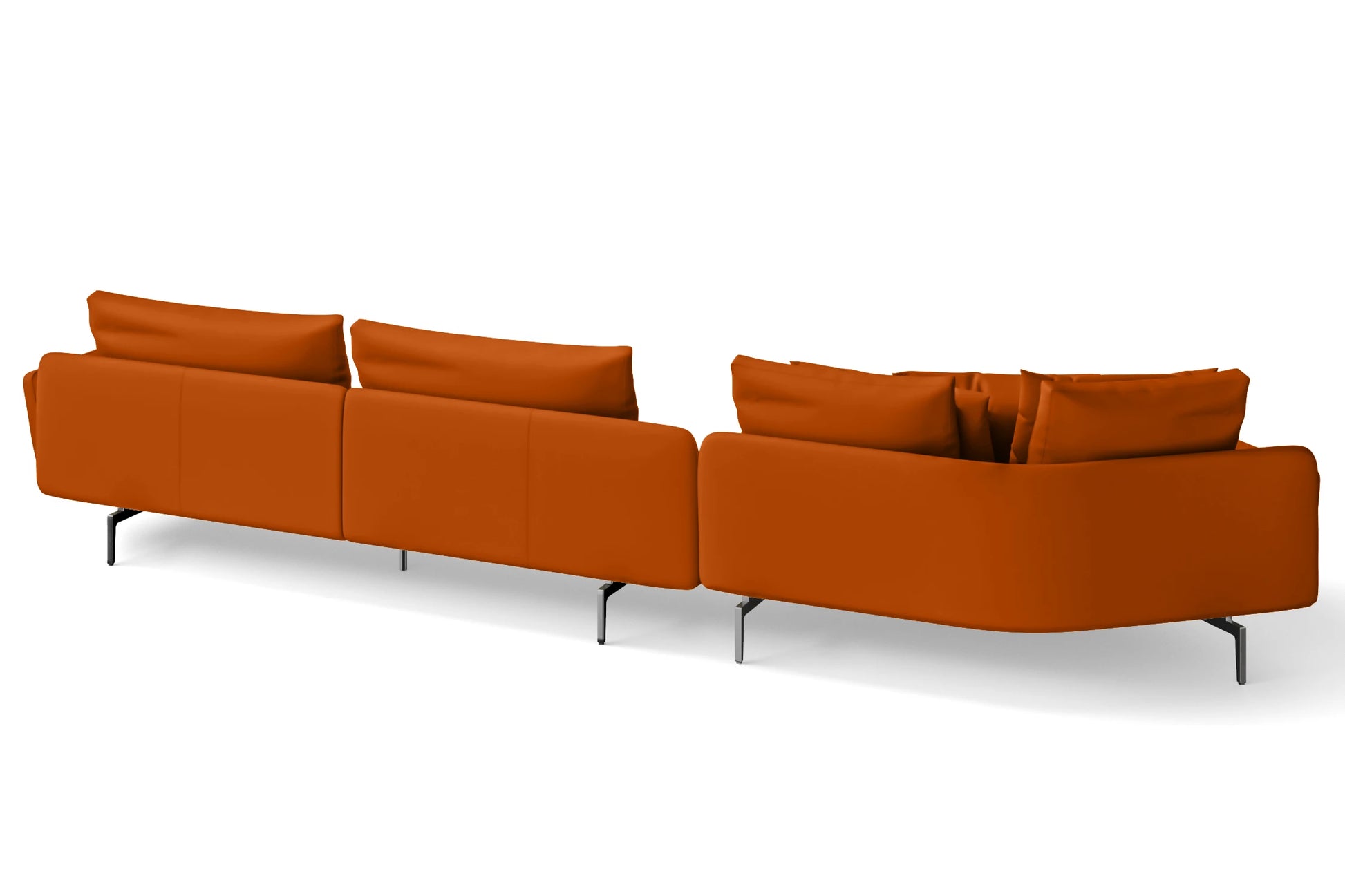 Legnano 5 Seater Left Hand Facing Chaise Lounge Corner Sofa Orange Leather