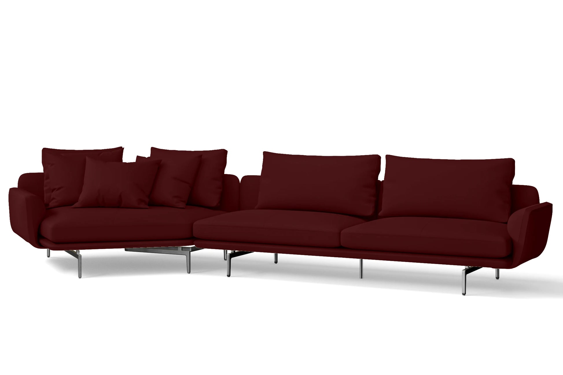 Legnano 5 Seater Left Hand Facing Chaise Lounge Corner Sofa Red Leather