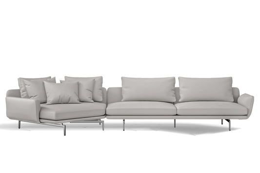 Legnano 5 Seater Left Hand Facing Chaise Lounge Corner Sofa White Leather