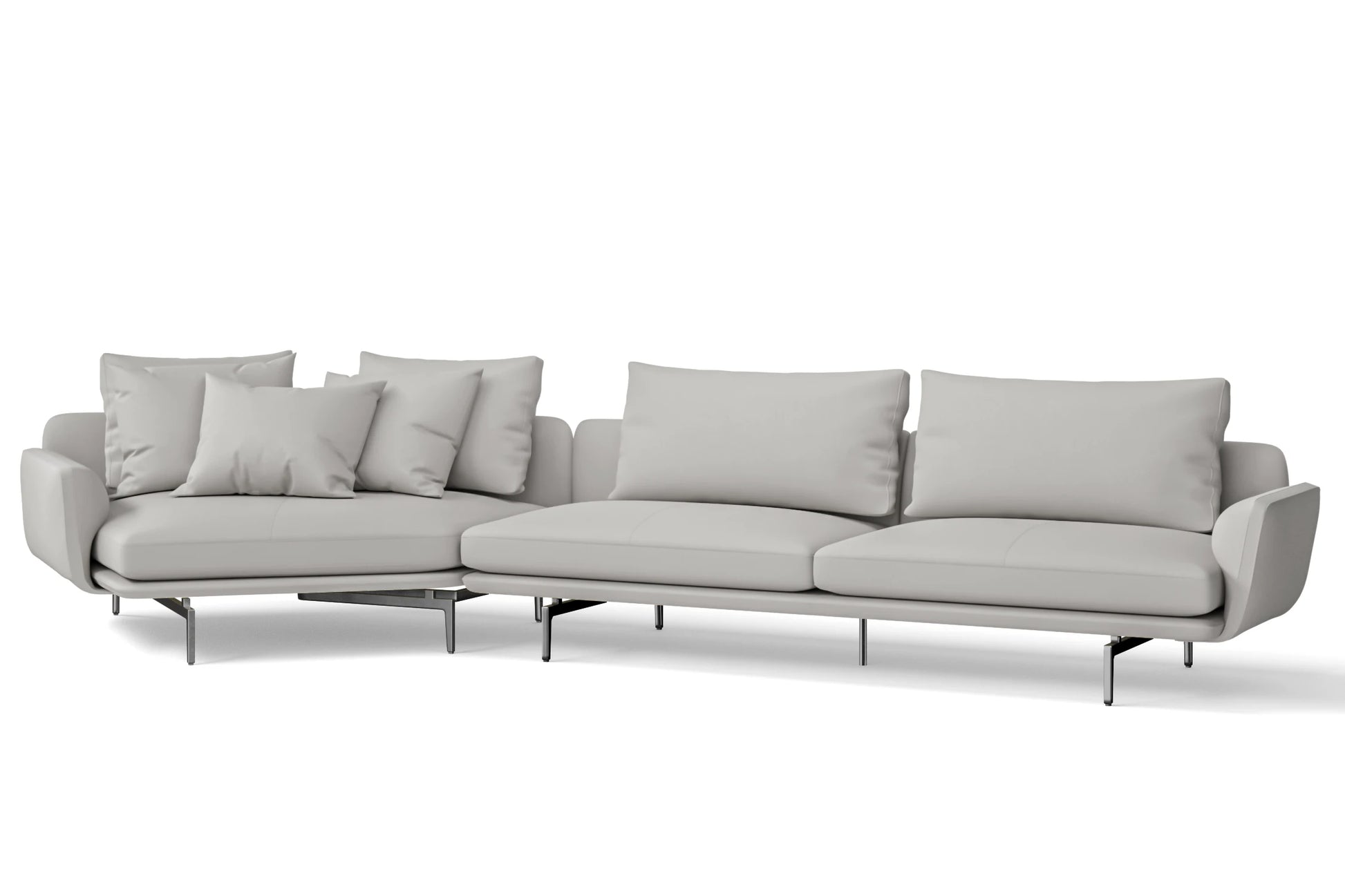 Legnano 5 Seater Left Hand Facing Chaise Lounge Corner Sofa White Leather