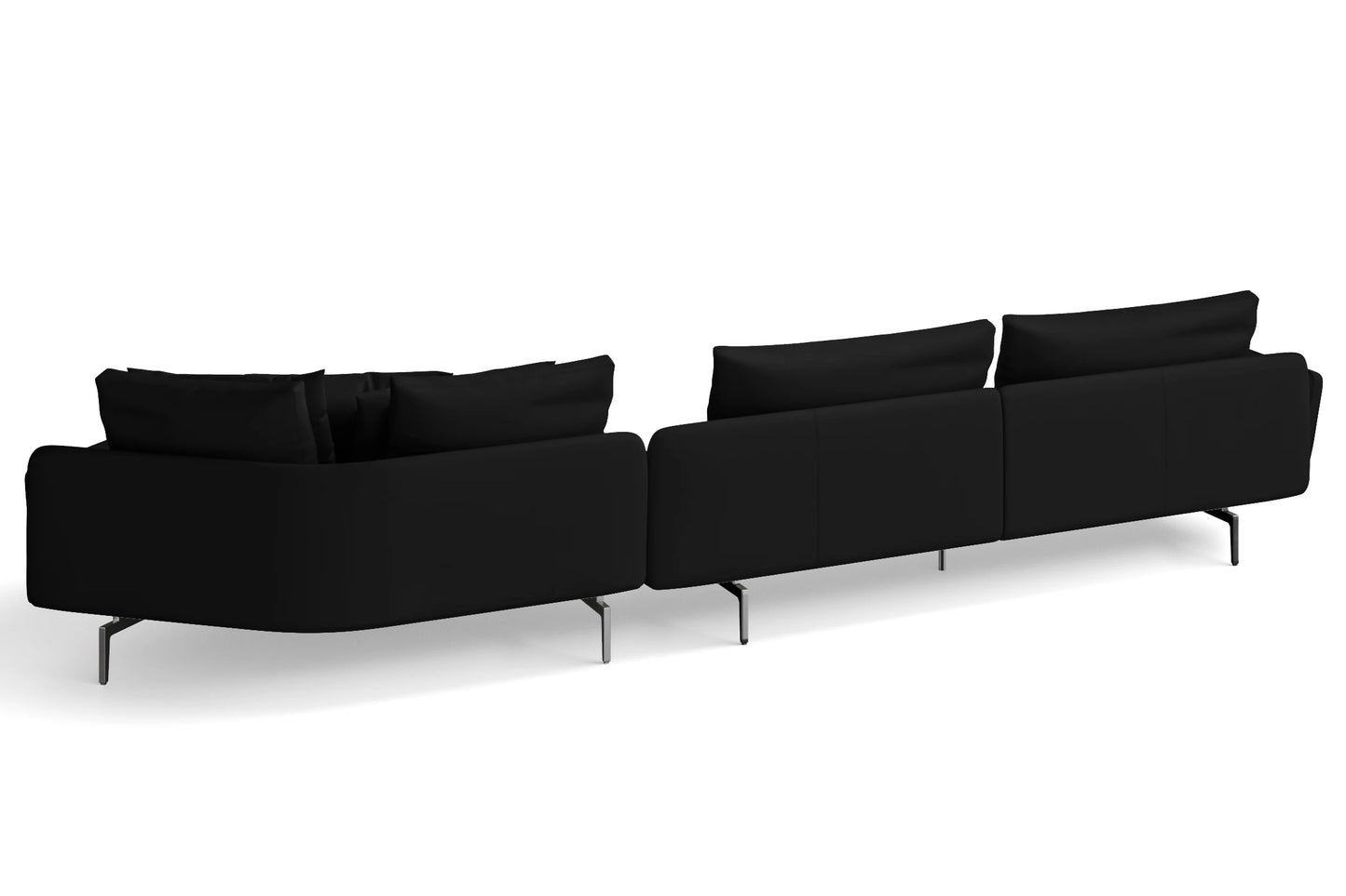 Legnano 5 Seater Right Hand Facing Chaise Lounge Corner Sofa Black Leather